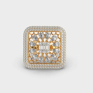 3Ct Baguette Cut Moissanite Unique Wedding Women's Ring In Solid 14K Yellow Gold - Picture 1 of 6