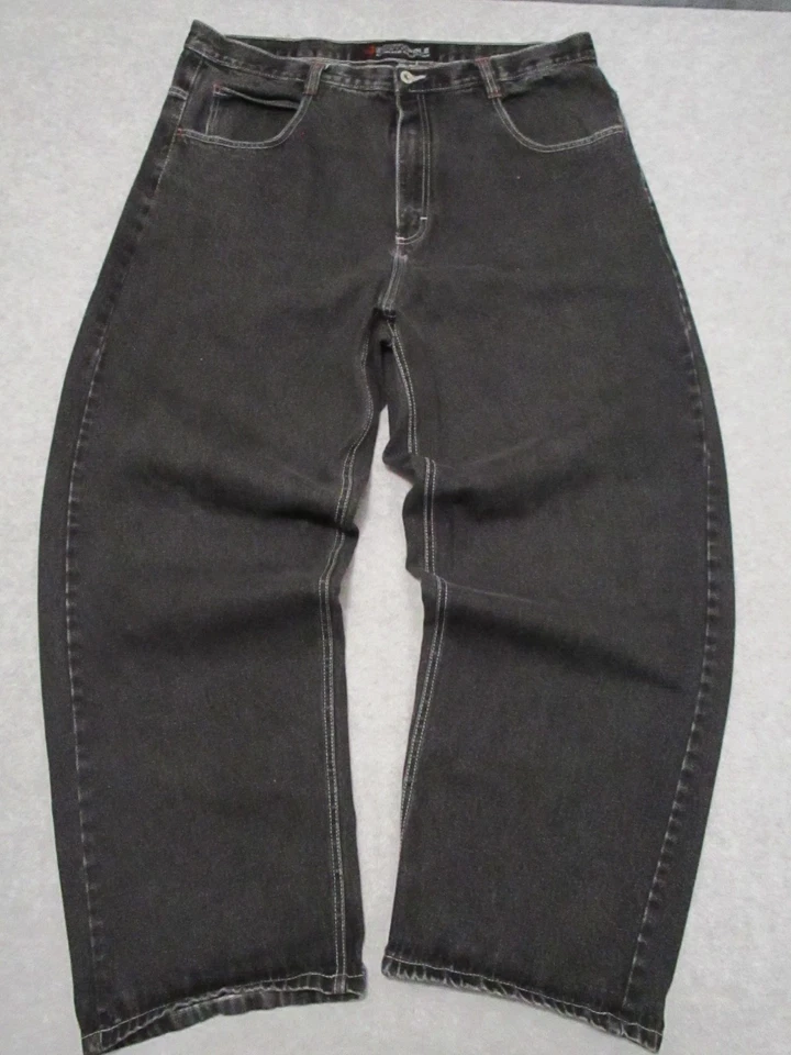 VTG Southpole Jeans Mens 40 Black Red Tab Baggy Wide Leg Hip Hop Y2K Denim - Image 1 of 4