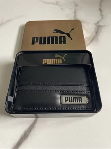 New Puma Sport Designer Mens Street Style Logo Bi Fold Wallet Faux Leather Black - Picture 1 of 8