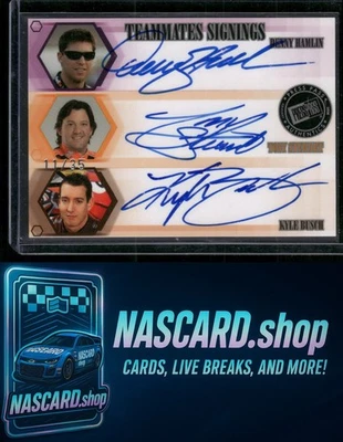 2008 Press Pass Kyle Busch Denny Hamlin Tony Stewart Teammates Autographs 11/35 - Image 1 of 2