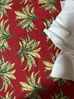 Fabric Traditions VTG 2000 Red green fronds leaves palms  Fabric 3.66 Yards X 44 - Image 1 of 4