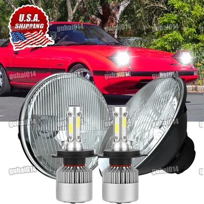 Faro de vidrio redondo LED de 7 pulgadas para Mazda RX-7 1979-1985 haz alto/bajo más nuevo Foto 1 de 4