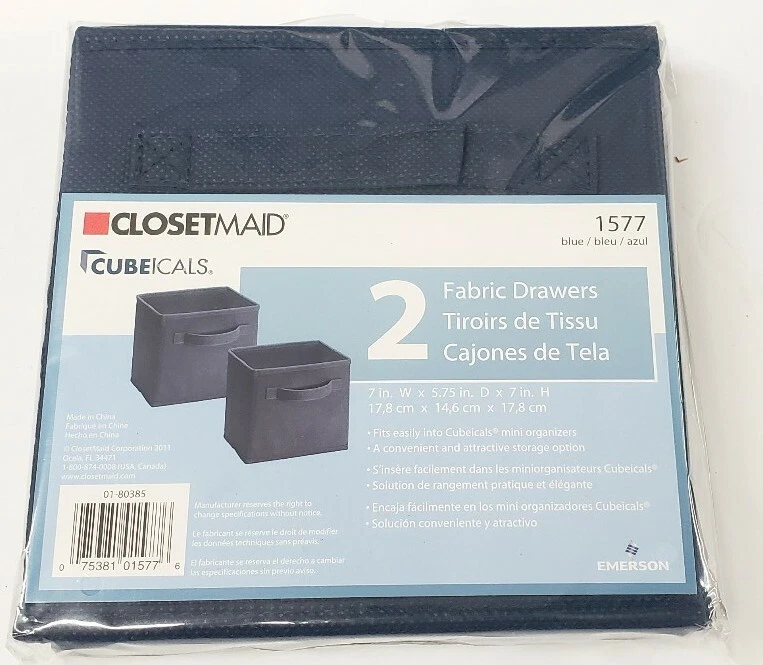 ClosetMaid 1577 Cubeicals Mini Fabric Drawers Blue 2 Pack