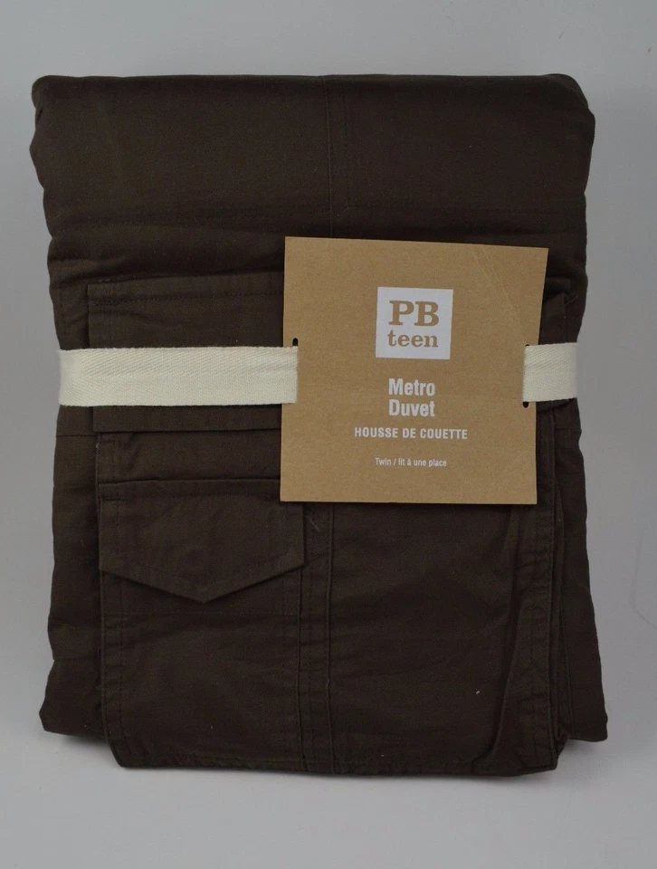 Funda nórdica Pottery Barn Teen Sporty Metro con 2 bolsillos marrón doble #141 Foto 1 de 1