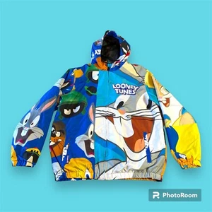 Members Only Looney Tunes Men's M Windbreaker Jacket Zip Up Hooded - Picture 1 of 19