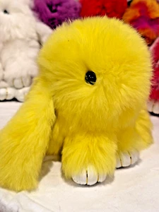 Stuffed Keychain Bunny PomPom 15cm Fluffy Rabbit Keychain Trinket yellow - Picture 1 of 7
