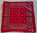 Vintage Red Paisley All Cotton 20X20 Bandana Scarf Handkerchier Made Usa Hank