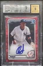 oswald peraza 1st bowman chrome auto red 2/5 bgs 9 yankees CPA-OP
