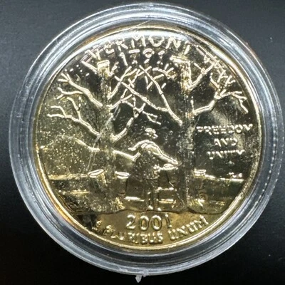 2001 P Washington Quarter - Vermont - Gold Plated - Free Shipping - Image 1 of 2