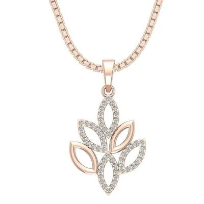 I1 G 0,25 quilates diamante genuino moda colgante collar conjunto de puntas de oro rosa de 14 quilates Foto 1 de 4