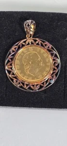 Vintage Italy ITAOR Gold Over Sterling Silver 1978 200 Lire Coin Pendant - Picture 1 of 5