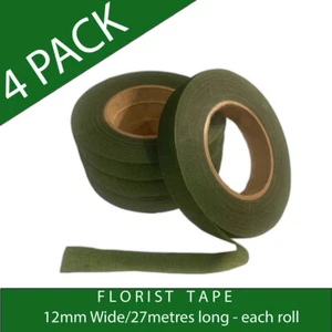 4 Pack of Dark Green Stem/Florist Tape for Making Button Holes and Corsages. - Picture 1 of 3