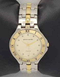 Unisex Pierre Cardin Diamond Elegant Round Silver Gold Tone Analog Watch L4 - Picture 1 of 1