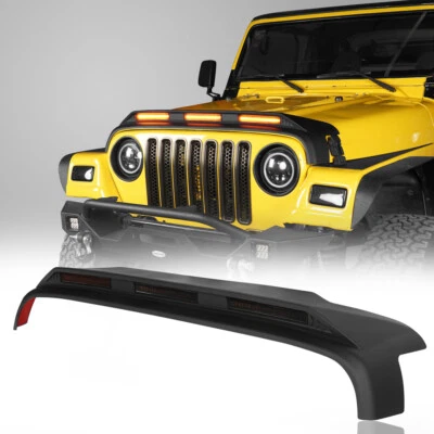 Hood Protector Stone Guard Bug Deflector+Amber Lights Fit Jeep Wrangler TJ 97-06 - Image 1 of 4