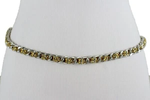 Mujer Plata Cadena Metal Cinturón de Moda Bling Malla Oro Cuenta XS S M L XL XXL - Imagen 1 de 12