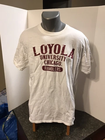 Loyola University Chicago Ramblers Adult  T-Shirt Large White Cotton Cover