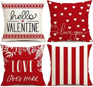 NIGHTWISH Valentine's Day Love Lives Here Pillow Covers 18x18 Set Multicolor - Picture 1 of 7