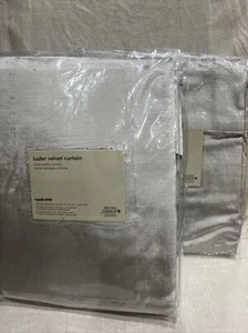 West Elm Luster Velvet Curtain Drape 48x84" Platinum Set of 2 no lining - Picture 1 of 2