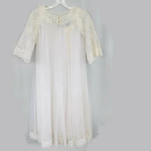 Shadowline Chiffon Peignoir Negligee Nightgown Lingerie White 2 pc Small Lace - Picture 1 of 11