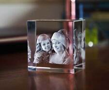 3D Crystal Photo Christmas Present Gift in Square Crystals w/ Your Picture au