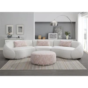 ACME Sahara Fabric Upholstered Ottoman with Stainless Steel Base in Multi-Color - Picture 1 of 4