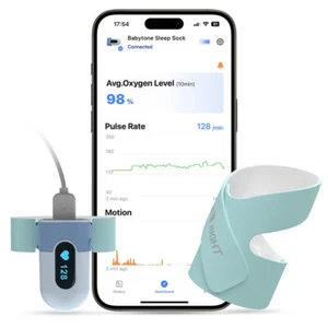 Monitor inteligente de calcetín para bebé sueño oxígeno en sangre ritmo cardíaco y monitores de movimiento corporal - Imagen 1 de 16