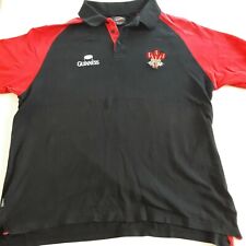 Guiness Wales Rugby Union Polo Shirt Xl Cotton Traders Red & Black Classic