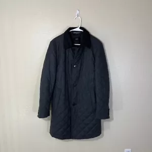 Hugo Boss Mens Gray Quilted Wool Water Resistant Peacoat Jacket 38R - Picture 1 of 7