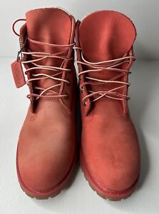 Timberland Womens Size 9 Pink [Coral/Red] Nubuck Leather Classic Insulated Boots