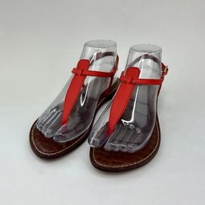 Sam Edelman Gigi Bright Orange Leather Thong Ankle Strap Sandals, Size 6.5 M - Picture 1 of 15