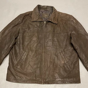 Chaqueta de cuero marrón búfalo XL acolchada forrada con cremallera abrigo informal Celio para hombre - Imagen 1 de 14