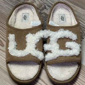 Zapatillas deslizables UGG AUSTRALIA con logotipo de piel de oveja castaño talla 9 - Imagen 1 de 8