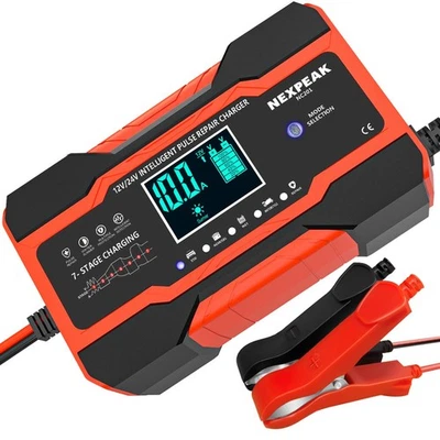 NEXPEAK NC201 10-Amp Battery Charger, Smart Trickle Charger 12V 24V Car Batt... - Image 1 of 4