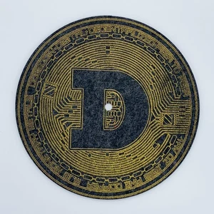 Dogecoin Logo 7" Inch Crypto Mat Slip Mat 1 Slipmat 3mm Black Grey Portablism - Picture 1 of 1