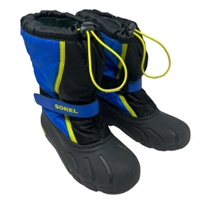 Botas de nieve de invierno Sorel Youth azules y amarillas forradas de fieltro fluido talla 5 - Imagen 1 de 7