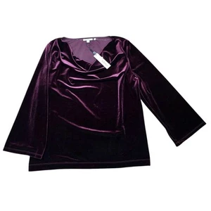 NEW Chico's Travelers Collection Velvet Drape Neck Top Burgundy Size 2 (L) - Picture 1 of 7
