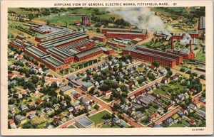 PITTSFIELD, Mass. Postal "Airplane View of General Electric Works" Lino 1935 - Imagen 1 de 2