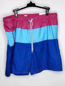NWT St Johns Bay Swim Trunks Pink/Blue Size XL Striped Elastic Drawstring Waist - Picture 1 of 2
