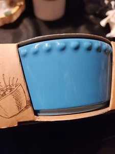 Signature Housewares Set/3 White/Green/Blue Embossed Stoneware Ramekin 8oz - Picture 1 of 5