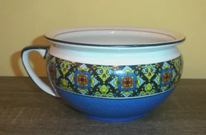 Antique Wedgwood Imperial Porcelain Chamber Pot Blue Geometric England RARE - Picture 1 of 10