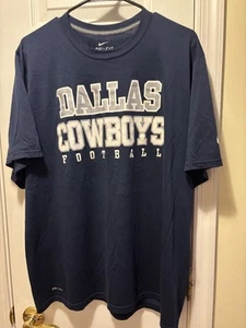 Dallas Cowboys Shirt t-Shirt NFL Dri Fit Navy Men 2XL Nike Football Spell Out - Picture 1 of 4
