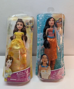 LOT OF 2 Disney Princess Royal Shimmer Dolls Belle & Pocahontas Unopened NOS - Picture 1 of 5