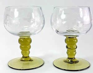 Roemer 2er Set Weingläser mit geätzten Trauben und Ranken 4 1/4" hoch - 4oz - Bild 1 von 21