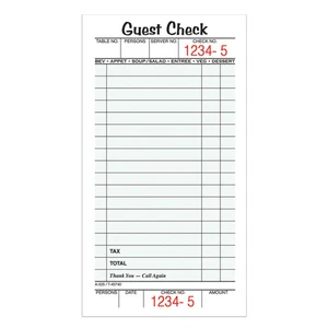 Adams 1-Part Guest Check Books, 3 2/5" x 6 3/4", 10 Pads Of 50 Sheets Each - Picture 1 of 2