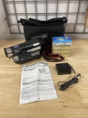JVC VHS-C Camcorder GR-AXM341 with Charger, Manual And Strap READ Needs Battery - Image 1 of 4