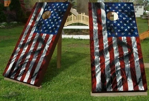 United State Flag Cornhole Wrap Vinyl Decal Sticker for Boards Wraps Wood KA1012 - Picture 1 of 12