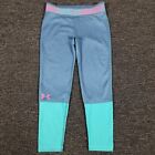 Under Armour Leggings Girls Large Blue Running Workout Athletic School 25x21