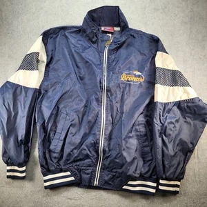Denver Broncos Pro Player Windbreaker Full Zip Mens Size Medium Blue And White - Picture 1 of 16