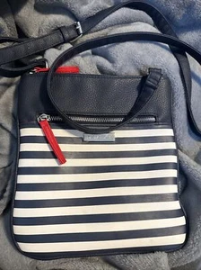 Women's Crossbody Bag Adjustable Nautica Navy Stripes red zipper pulls - Picture 1 of 4