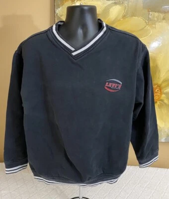 Vintage Levi’s Embroidered Red Logo Black V Neck Sweatshirt Men’s Size Large - Image 1 of 4